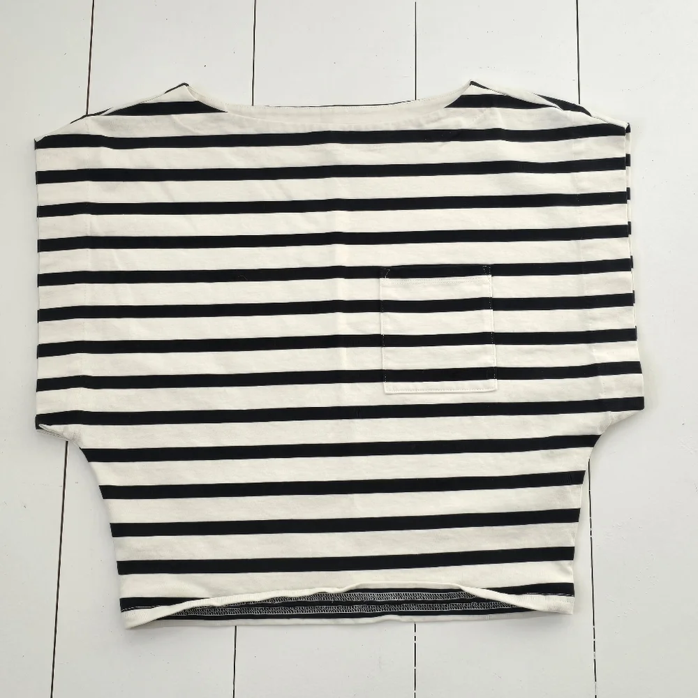J.Crew Boatneck Muscle T-Shirt in Stripe Mariner 100% Cotton Small